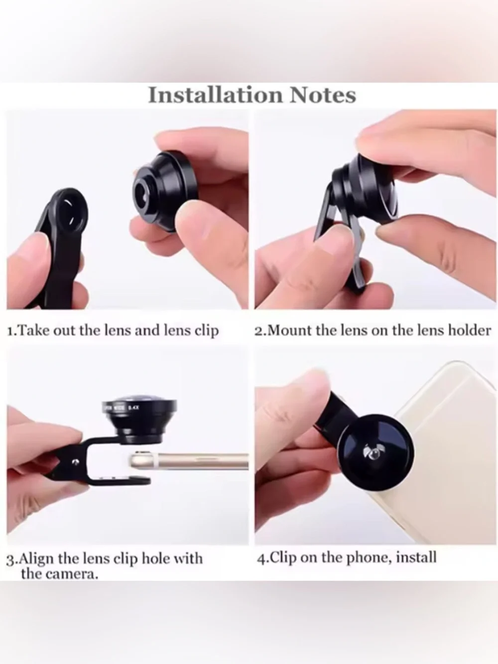 3 in 1 Clip Camera Lens Kit 180° Fish Eye +0.67X Wide Angle + Macro Lens Phone L
